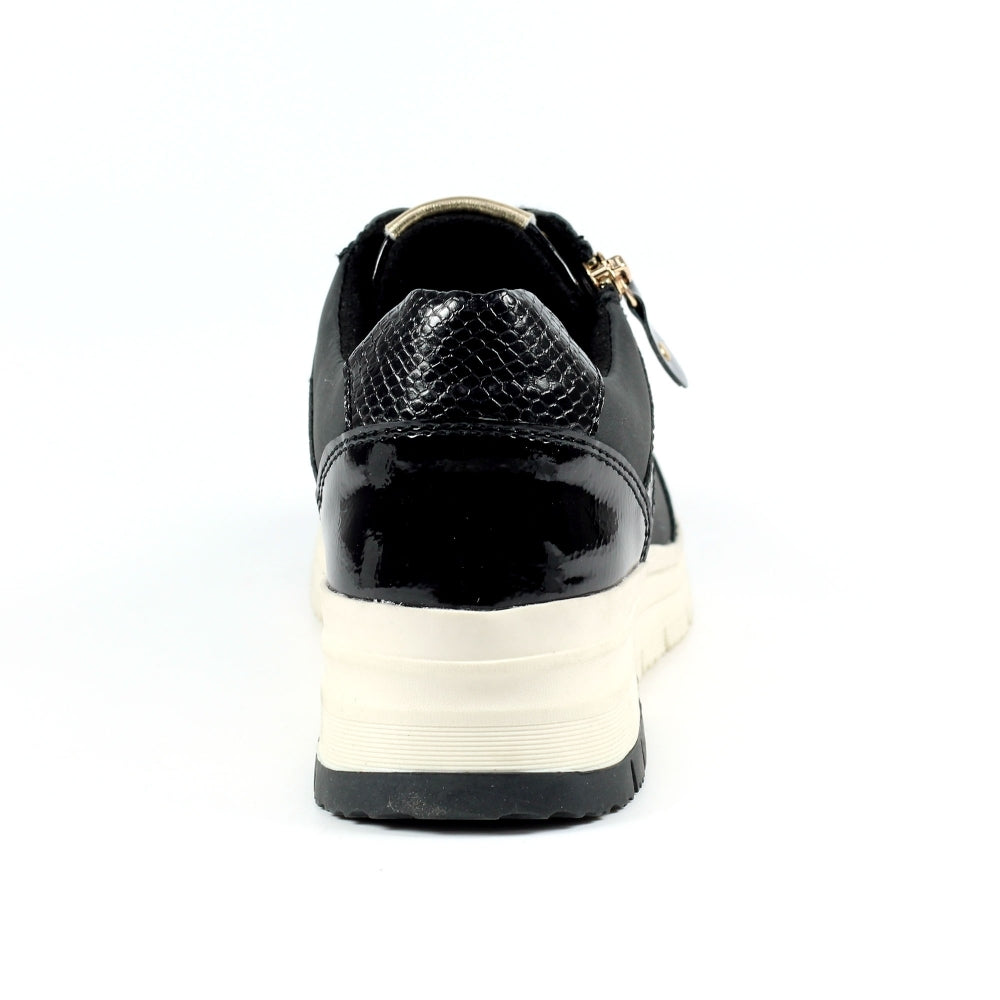 Lunar Sammy Women's Lace & Zip Up Panelled Wedge Trainer Black