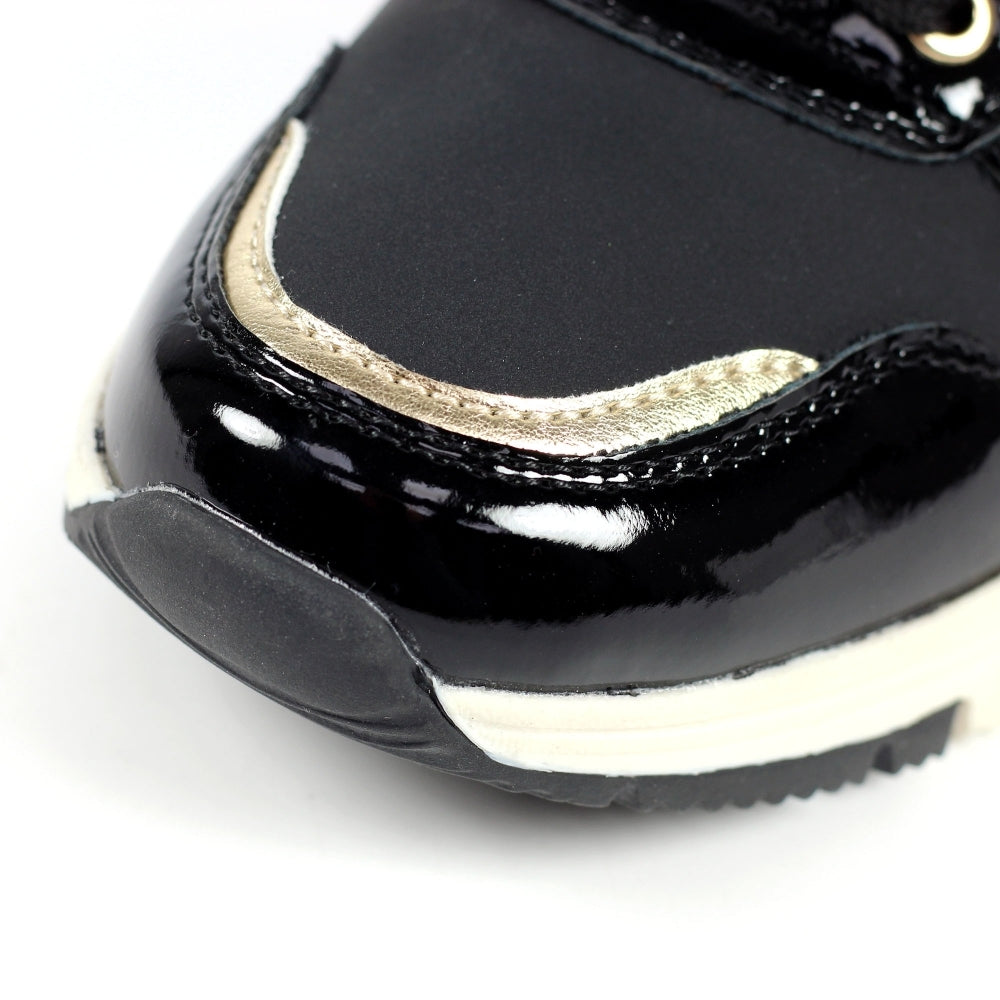 Lunar Sammy Women's Lace & Zip Up Panelled Wedge Trainer Black