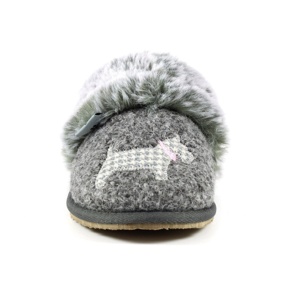 Lazy Dogz Scottie III Women's Fur Mule Slipper Grey