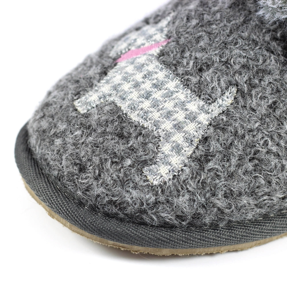 Lazy Dogz Scottie III Women's Fur Mule Slipper Grey