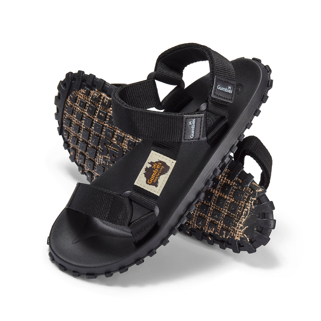 Gumbies Scrambler Men's Recycled Rubber Adjustable Walking Sandal Black