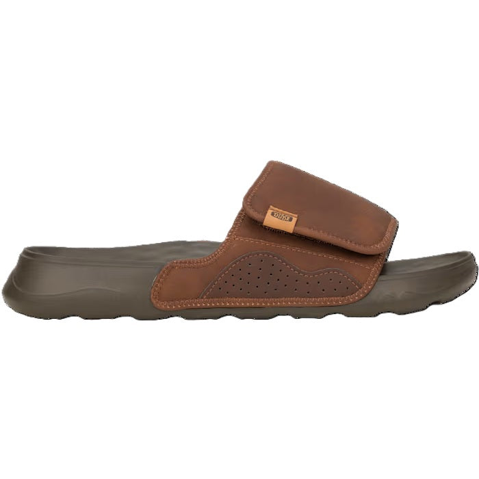 Hey Dude Shore Slide Classic Men's Lightweight Adjustable Strap Slider Downtown Brown