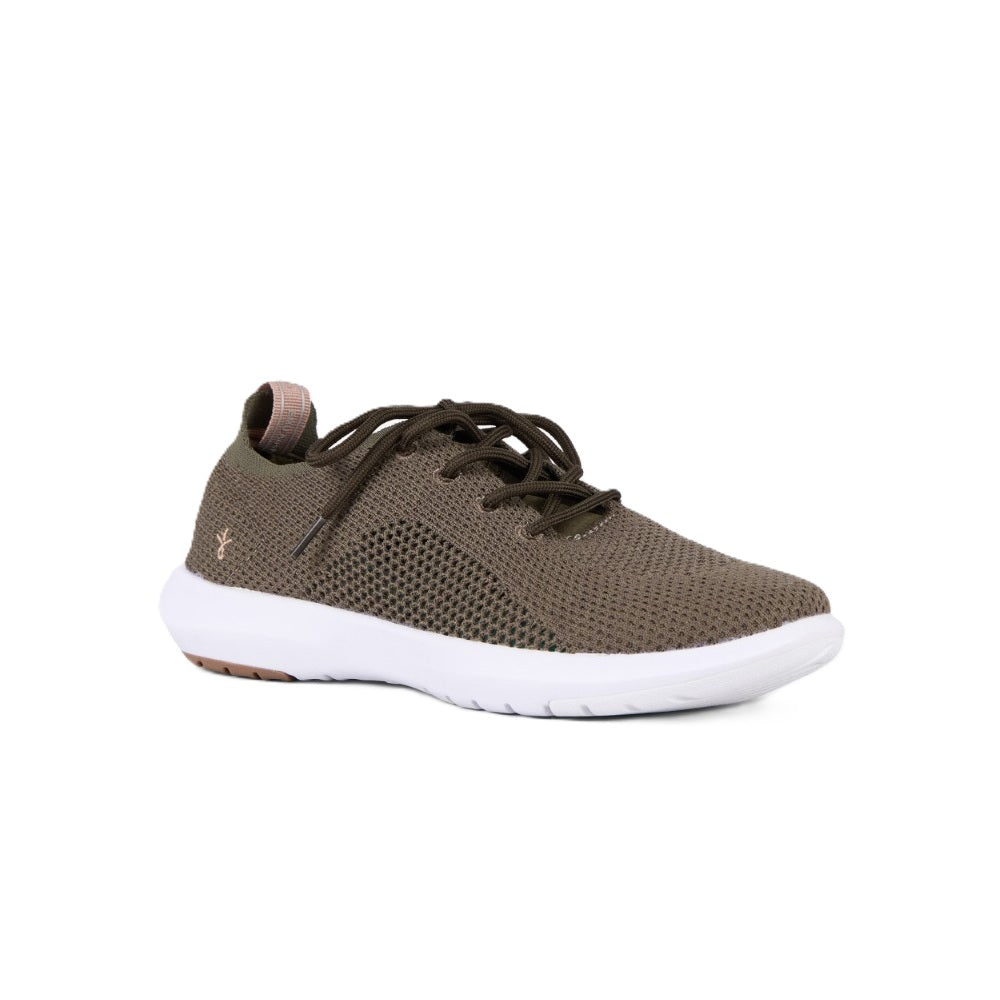 Emu Springbrook Women's Machine Washable Wool Blend Mesh Lightweight Lace Up Sneaker Dark Olive