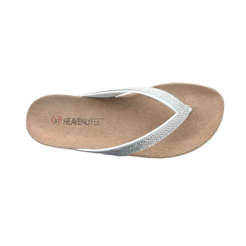 Heavenly Feet Bridget Women's Diamante Flip Flop White