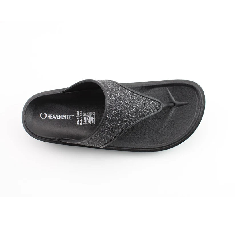 Heavenly Feet Camara Ladies Wedged Toe Post Black