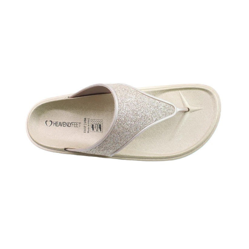 Heavenly Feet Camara Ladies Wedged Toe Post Gold