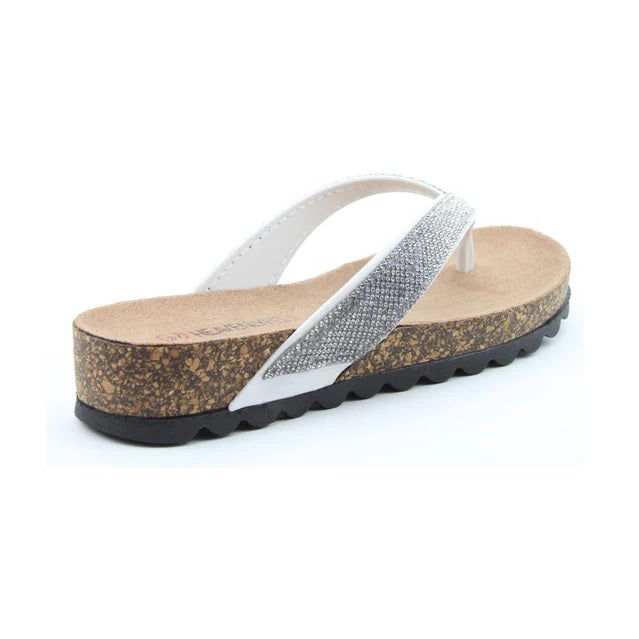 Heavenly Feet Bridget Women's Diamante Flip Flop White