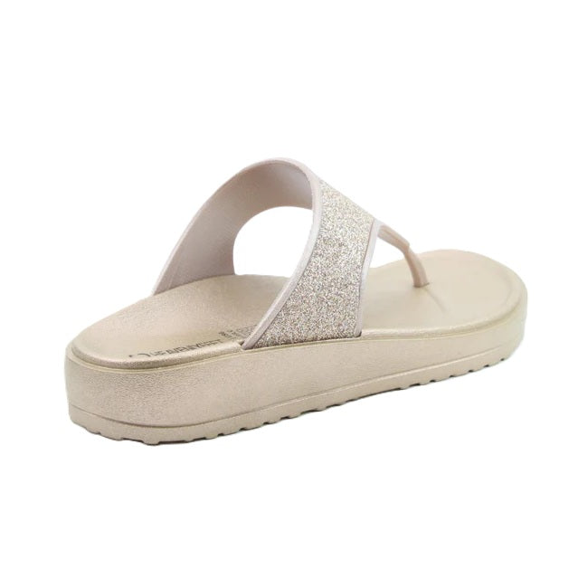 Heavenly Feet Camara Ladies Wedged Toe Post Gold