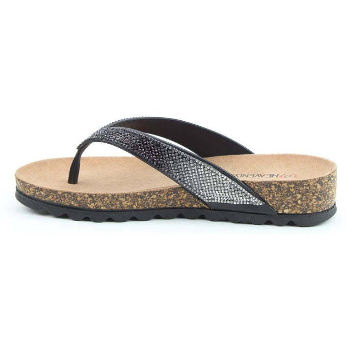 Heavenly Feet Bridget Women's Diamante Flip Flop Black
