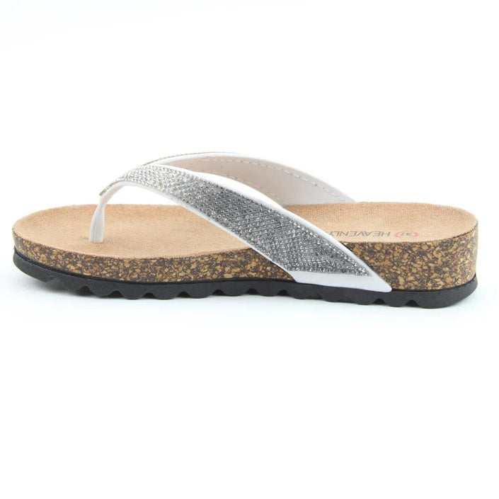 Heavenly Feet Bridget Women's Diamante Flip Flop White