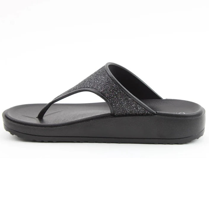 Heavenly Feet Camara Ladies Wedged Toe Post Black
