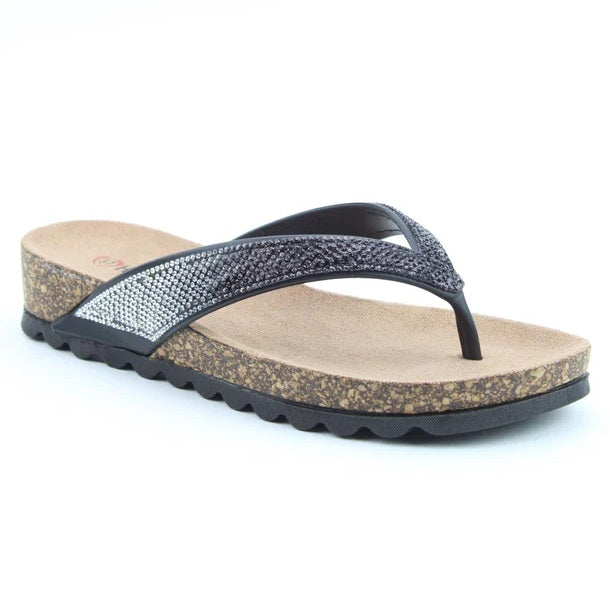 Heavenly Feet Bridget Women's Diamante Flip Flop Black