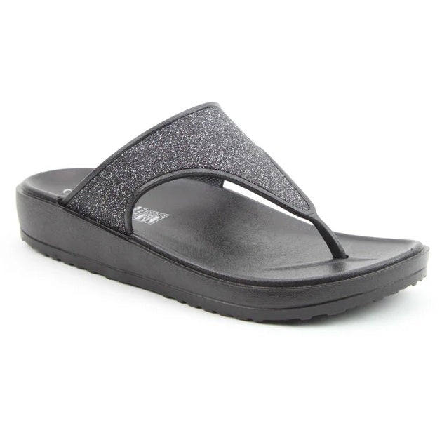 Heavenly Feet Camara Ladies Wedged Toe Post Black
