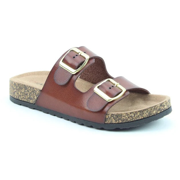 Heavenly Feet Harmony Women's Lightweight Twin Buckle Slip On Mule Slider Redwood