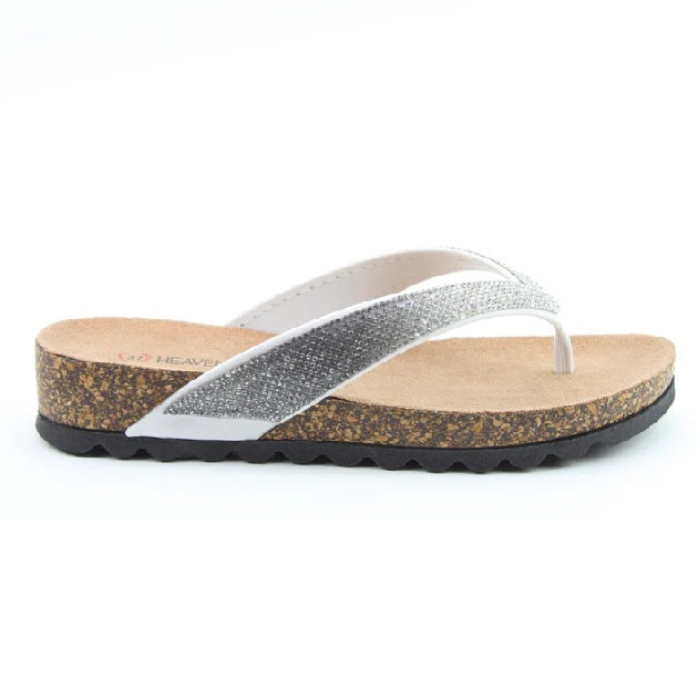 Heavenly Feet Bridget Women's Diamante Flip Flop White
