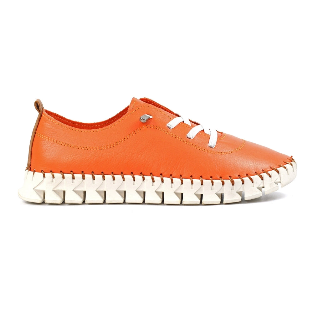 Lunar St Austell Leather Plimsoll Orange