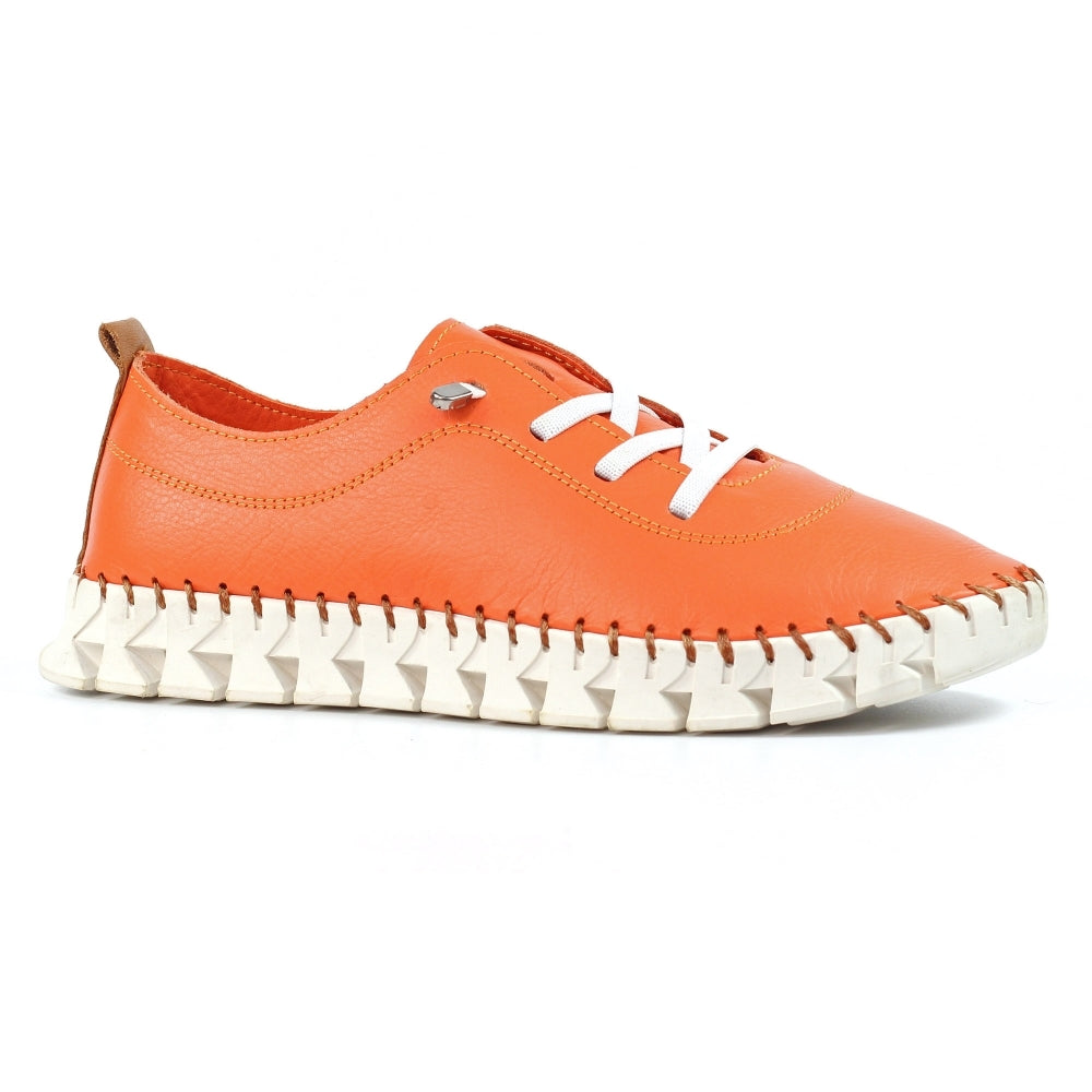 Lunar St Austell Leather Plimsoll Orange