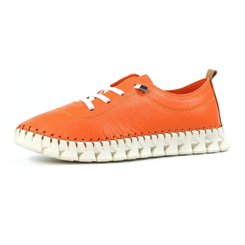 Lunar St Austell Leather Plimsoll Orange
