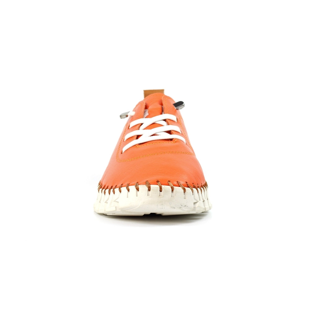 Lunar St Austell Leather Plimsoll Orange