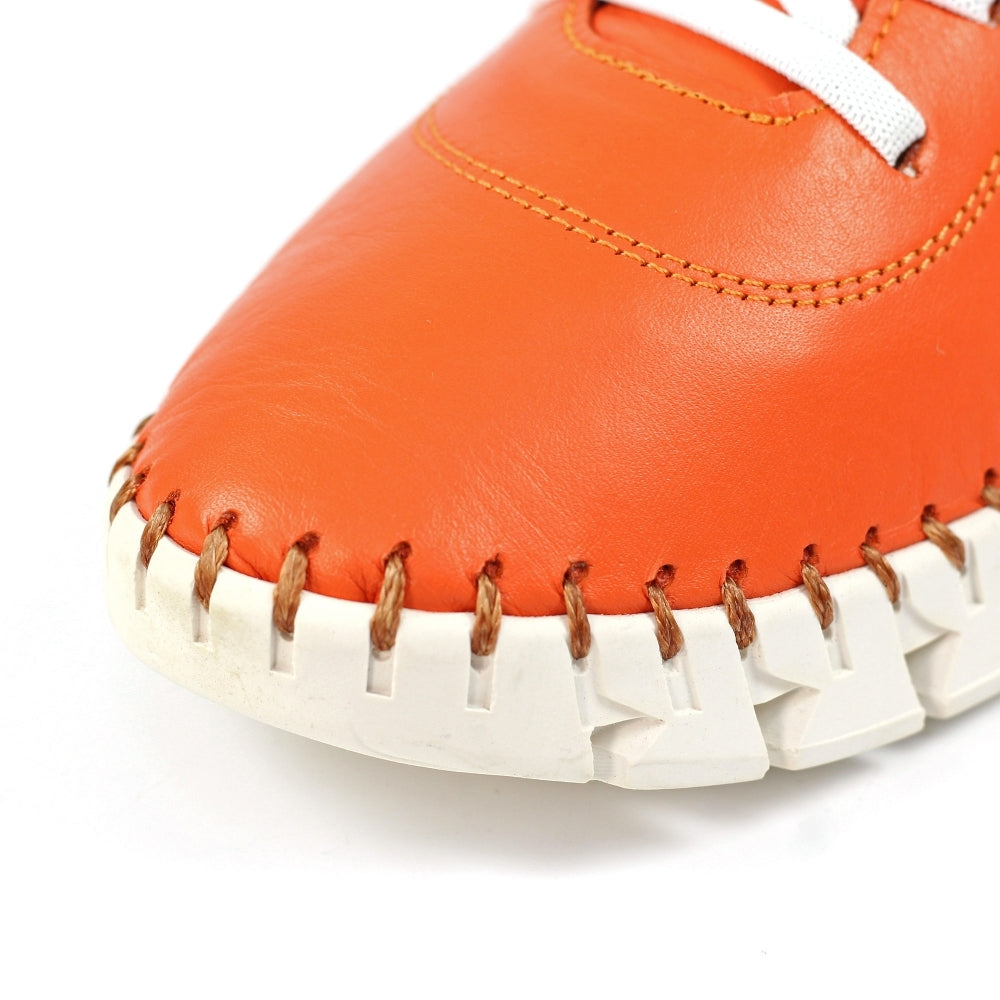 Lunar St Austell Leather Plimsoll Orange