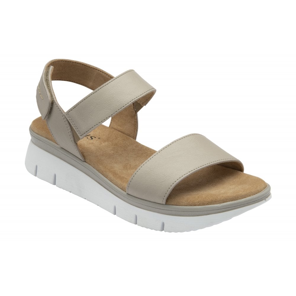 Lotus Facchini Women's Touch Fastening Adjustable Strap Leather Slingback Sandal Stone