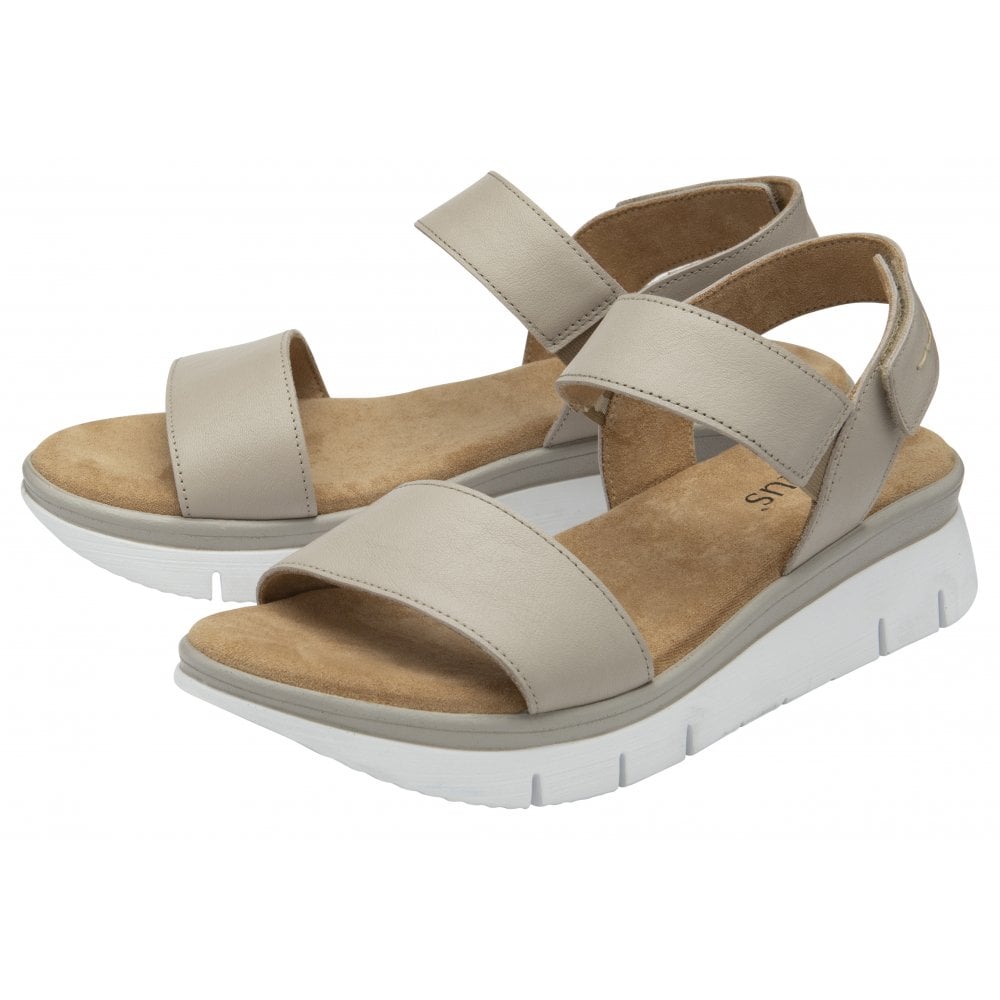 Lotus Facchini Women's Touch Fastening Adjustable Strap Leather Slingback Sandal Stone