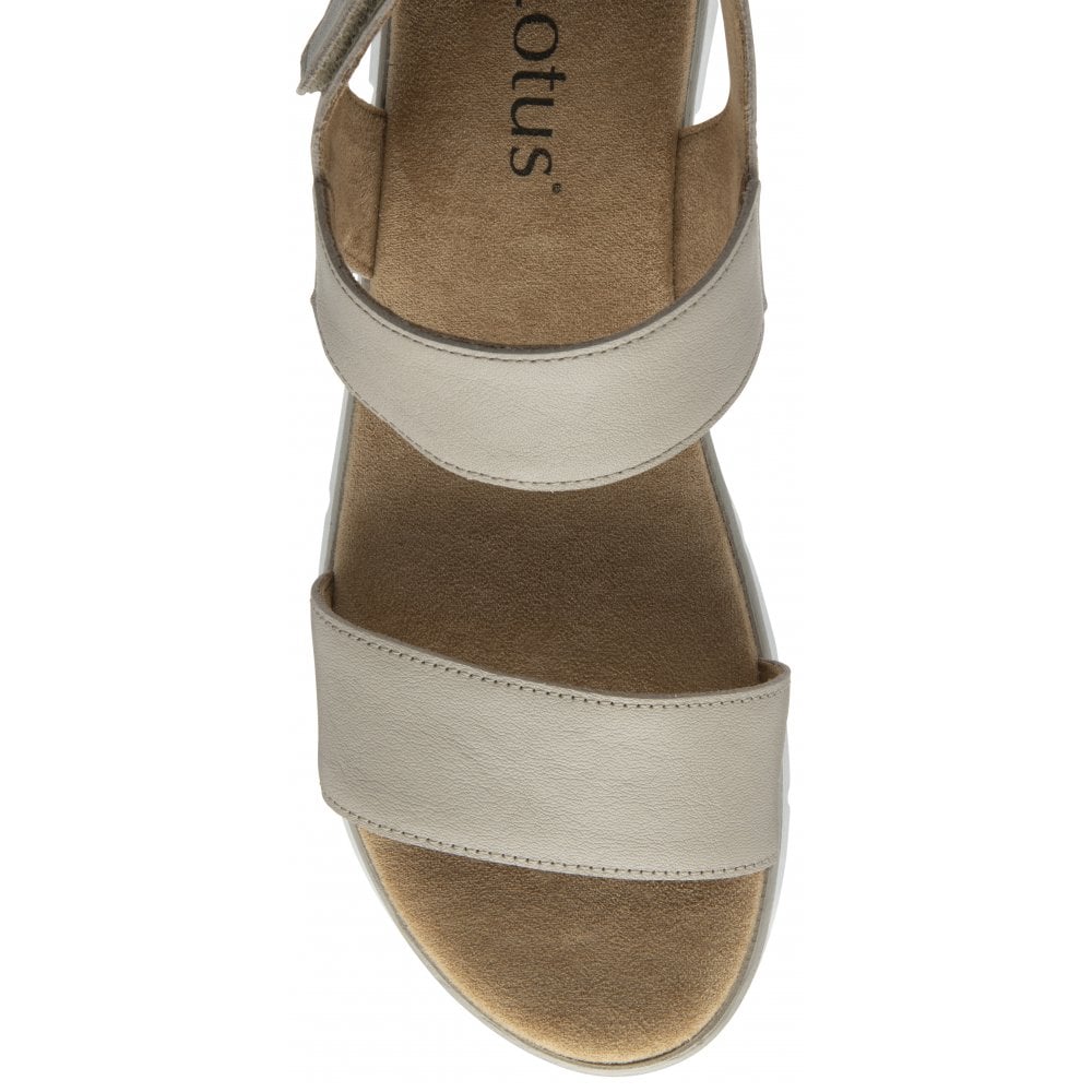 Lotus Facchini Women's Touch Fastening Adjustable Strap Leather Slingback Sandal Stone