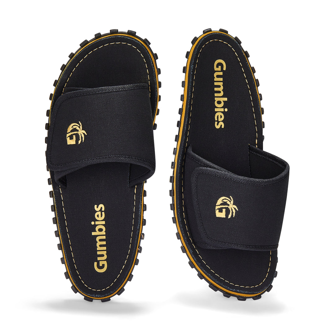 Gumbies Strider Men's Recycled Rubber Adjustable Strap Slider Black