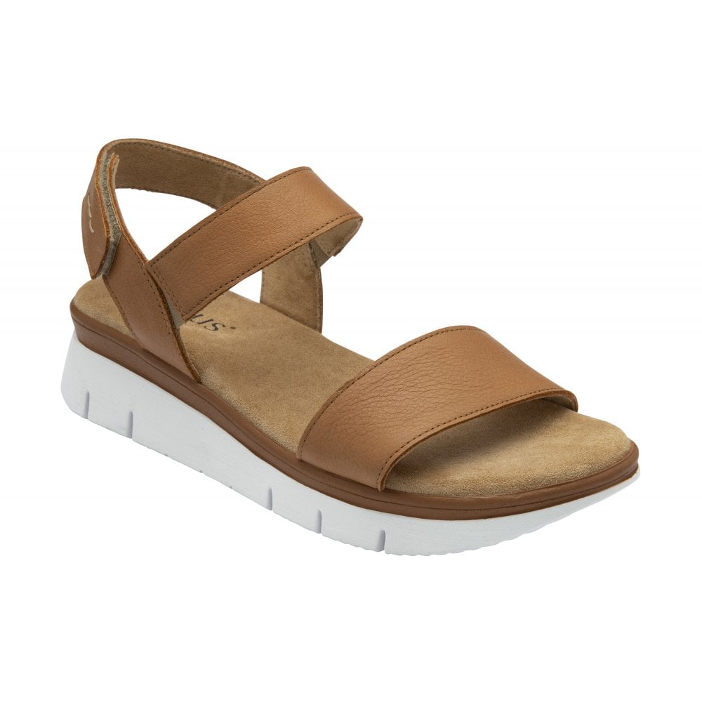 Lotus Facchini Women's Touch Fastening Adjustable Strap Leather Slingback Sandal Tan