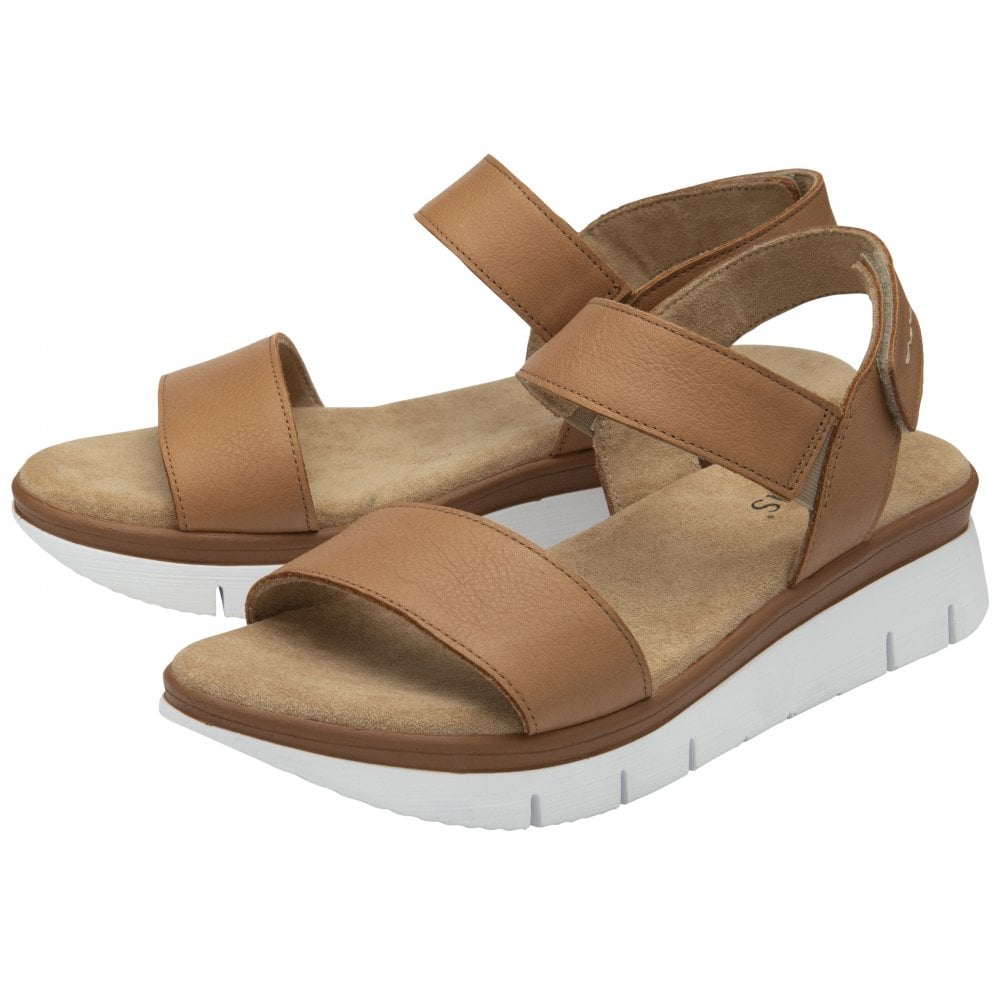 Lotus Facchini Women's Touch Fastening Adjustable Strap Leather Slingback Sandal Tan