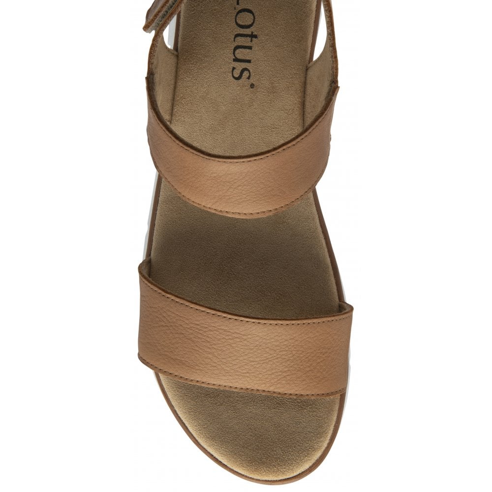 Lotus Facchini Women's Touch Fastening Adjustable Strap Leather Slingback Sandal Tan