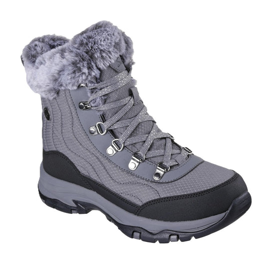 Skechers Trego Stormie Women's Waterproof Lace Up Walking Hiking Boot Charcoal