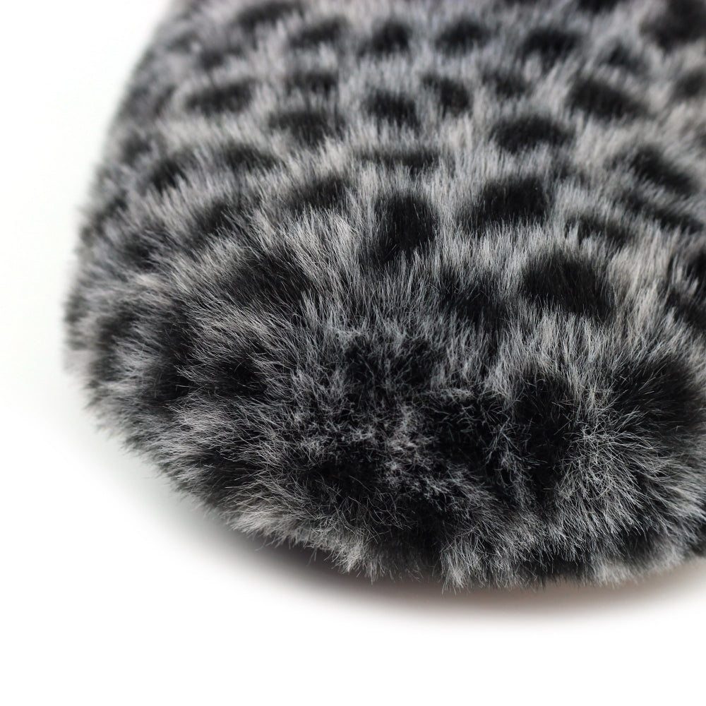 Lunar Tripoli Women's Slip On Faux Fur Machine Washable Slipper Black Ocelot