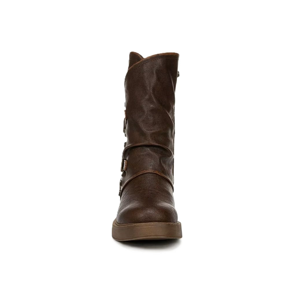 Blowfish Malibu Venice Women's Vegan Friendly Twin Buckle & Zip Mid Boot Brown