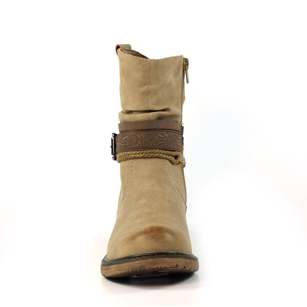 Lunar Veronica Women's Waterproof Zip Up Ankle Boot Stone