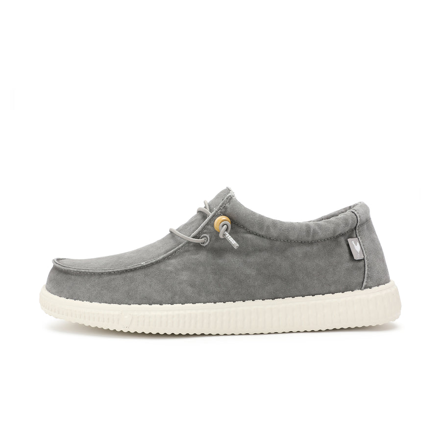 Walk In Pitas Wallabi Washed Men's Lightweight Wally Slip On Canvas Shoe Gris