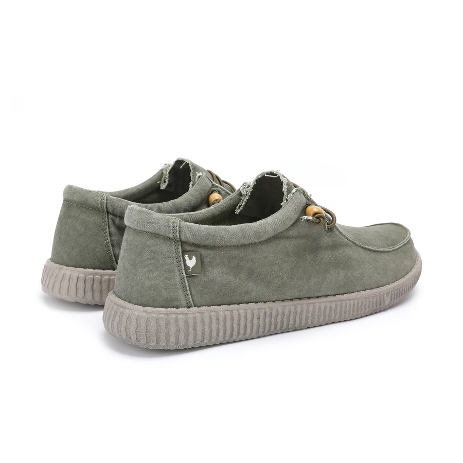 Walk In Pitas Wallabi Washed Men's Lightweight Wally Slip On Canvas Shoe Khaki