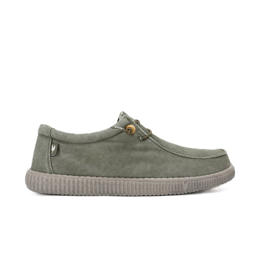 Walk In Pitas Wallabi Washed Men's Lightweight Wally Slip On Canvas Shoe Khaki