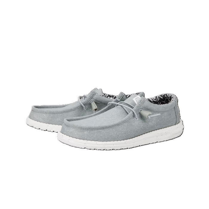 Hey Dude Wally Canvas Men's Slip On Casual Shoe Light Grey