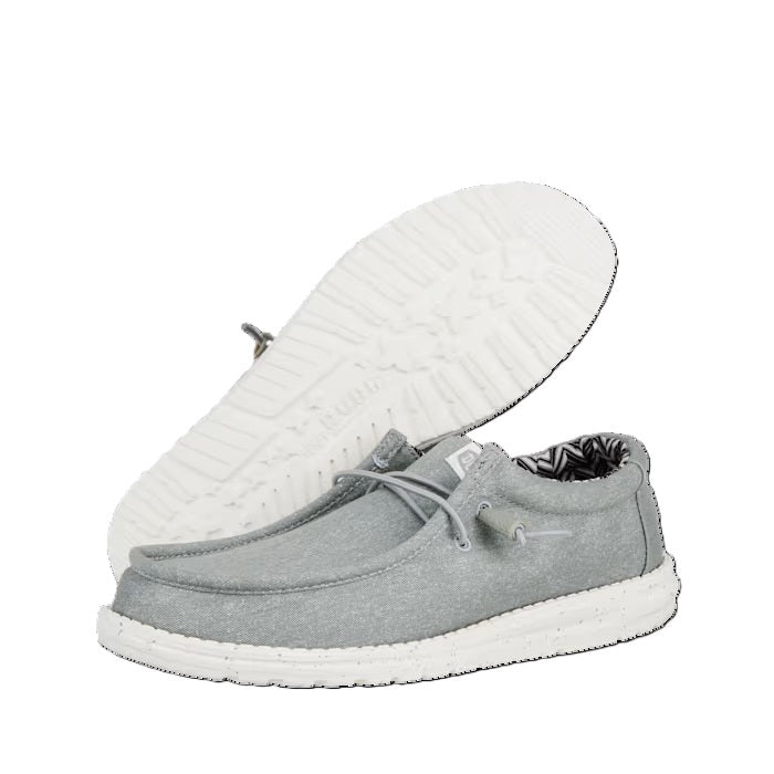 Hey Dude Wally Canvas Men's Slip On Casual Shoe Light Grey