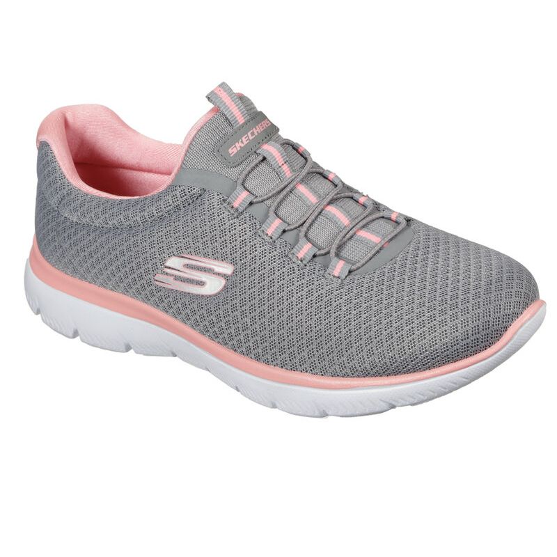 Skechers Summits Women's Slip On Memory Foam Trainer Grey Pink