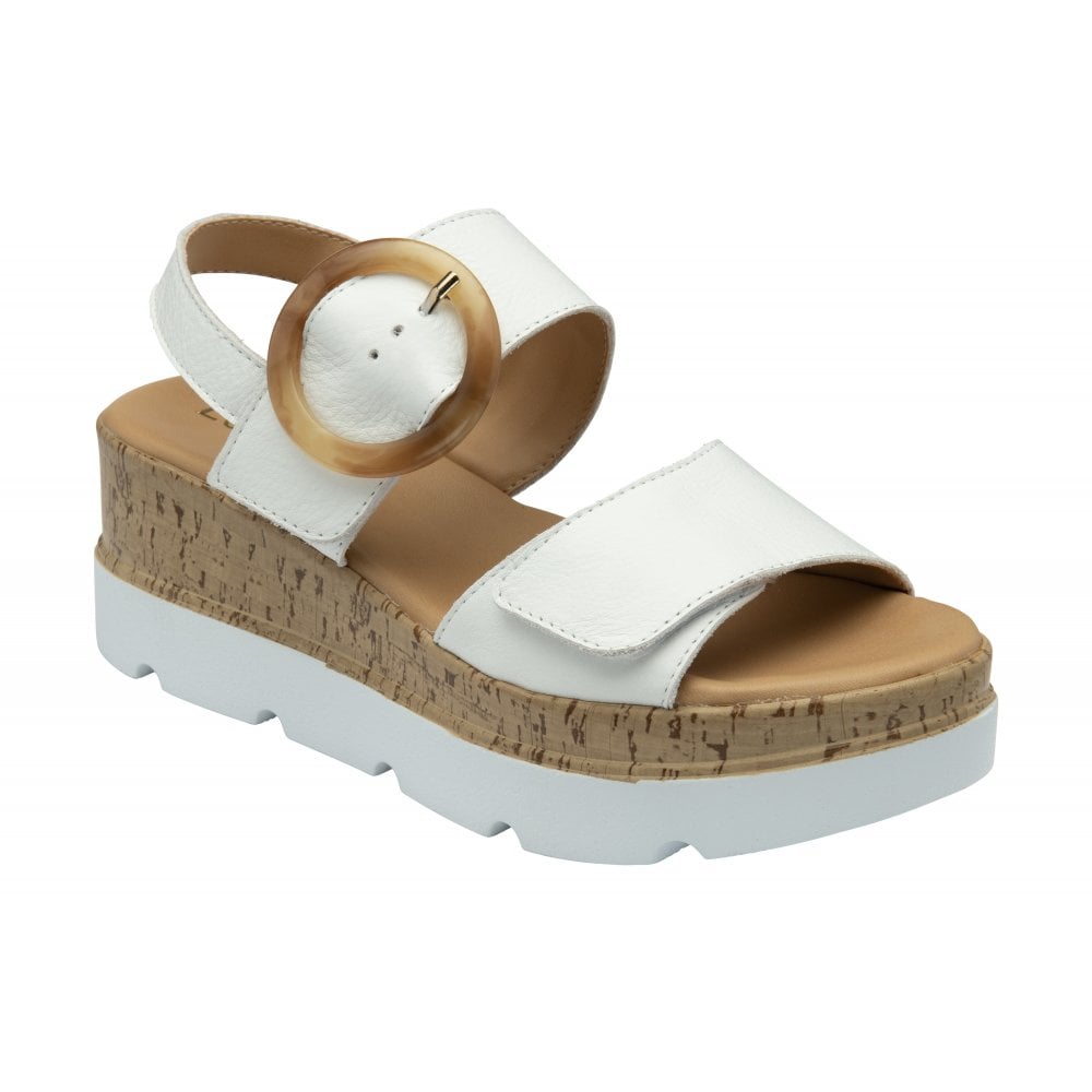 Lotus Cammie Women's Adjustable Strap Flatform Sandal White