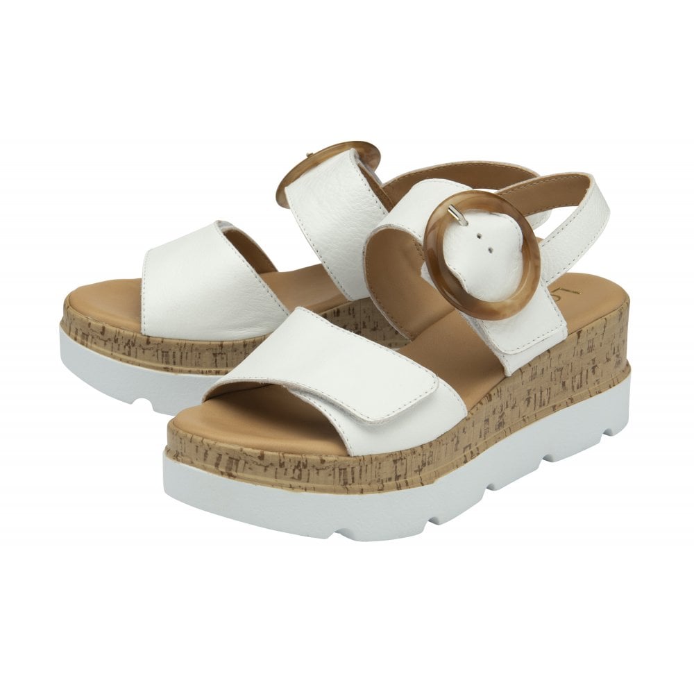 Lotus Cammie Women's Adjustable Strap Flatform Sandal White