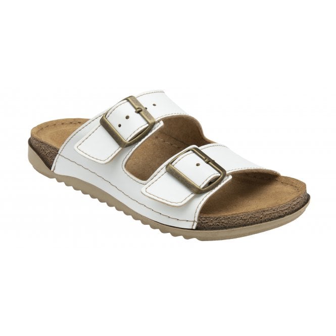 Lotus Trento Women's Twin Strap Slider Mule Sandal White