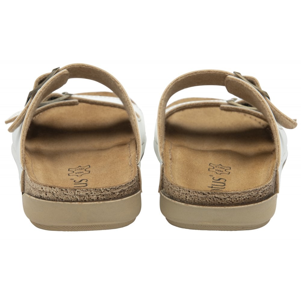 Lotus Trento Women's Twin Strap Slider Mule Sandal White