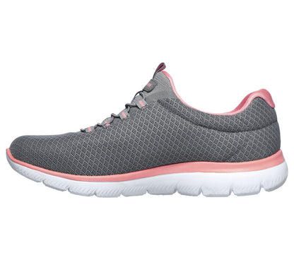 Skechers Summits Women's Slip On Memory Foam Trainer Grey Pink
