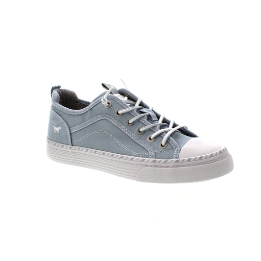 Mustang Florida 1376-308-832 Women's Elasticated Lace Canvas Pump Trainer Pastel Blue