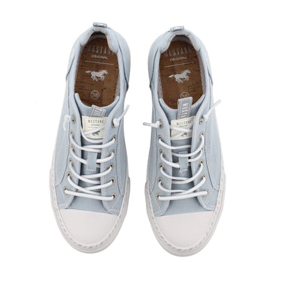 Mustang Florida 1376-308-832 Women's Elasticated Lace Canvas Pump Trainer Pastel Blue