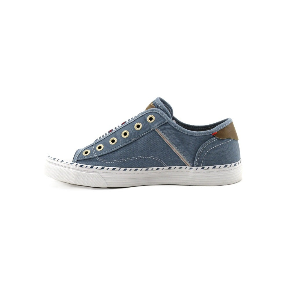 Mustang Hawaii 1376-402-807 Women's Striped Tongue Slip On Canvas Trainer Sky Blue