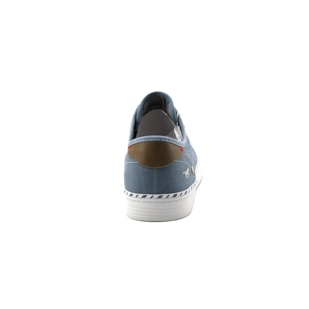 Mustang Hawaii 1376-402-807 Women's Striped Tongue Slip On Canvas Trainer Sky Blue